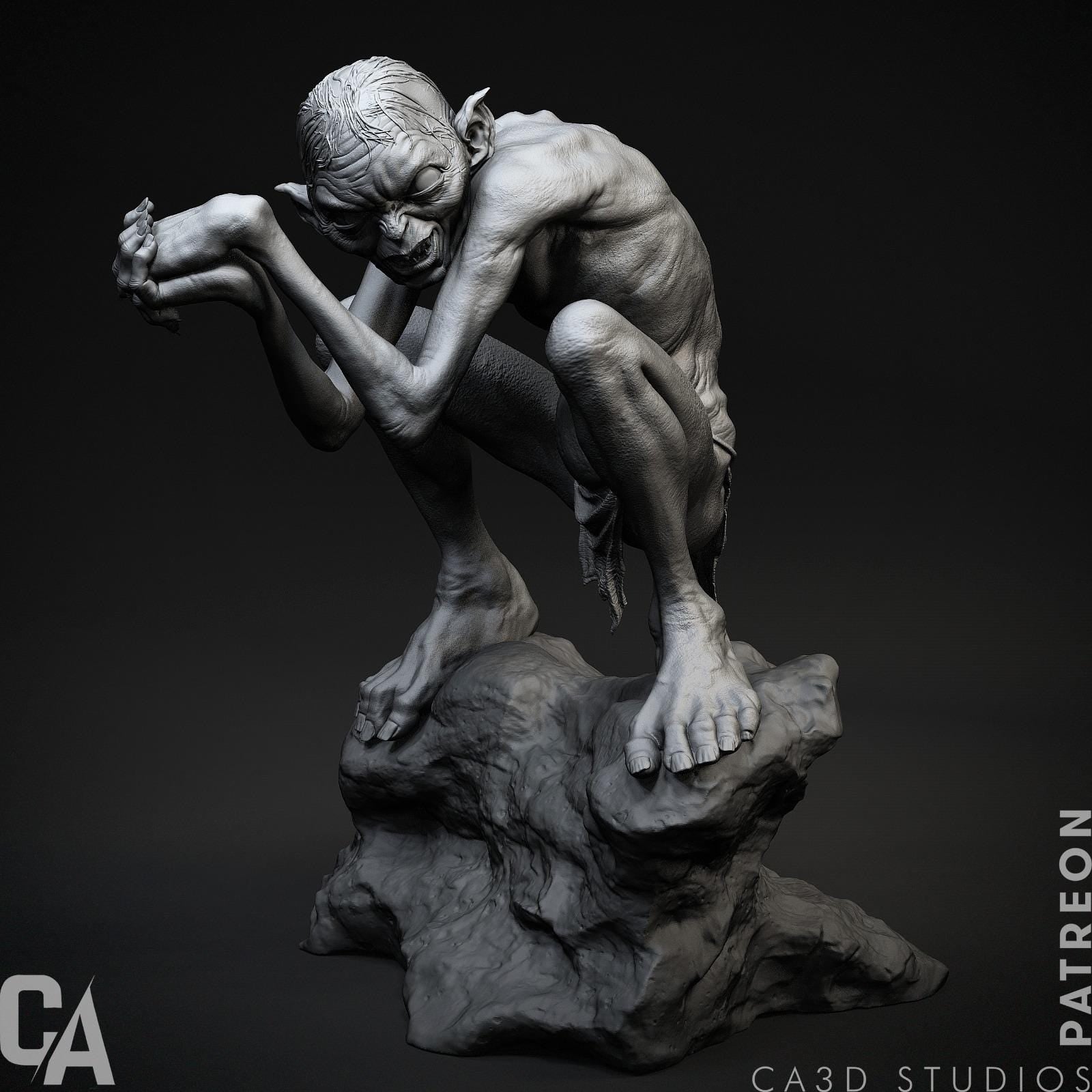 The Cave Dweller diorama 1/3. lotr statue hand painted