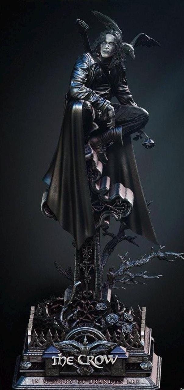 Brandon Lee Figure with Crow - Raven's Wrath 60cm hand painted