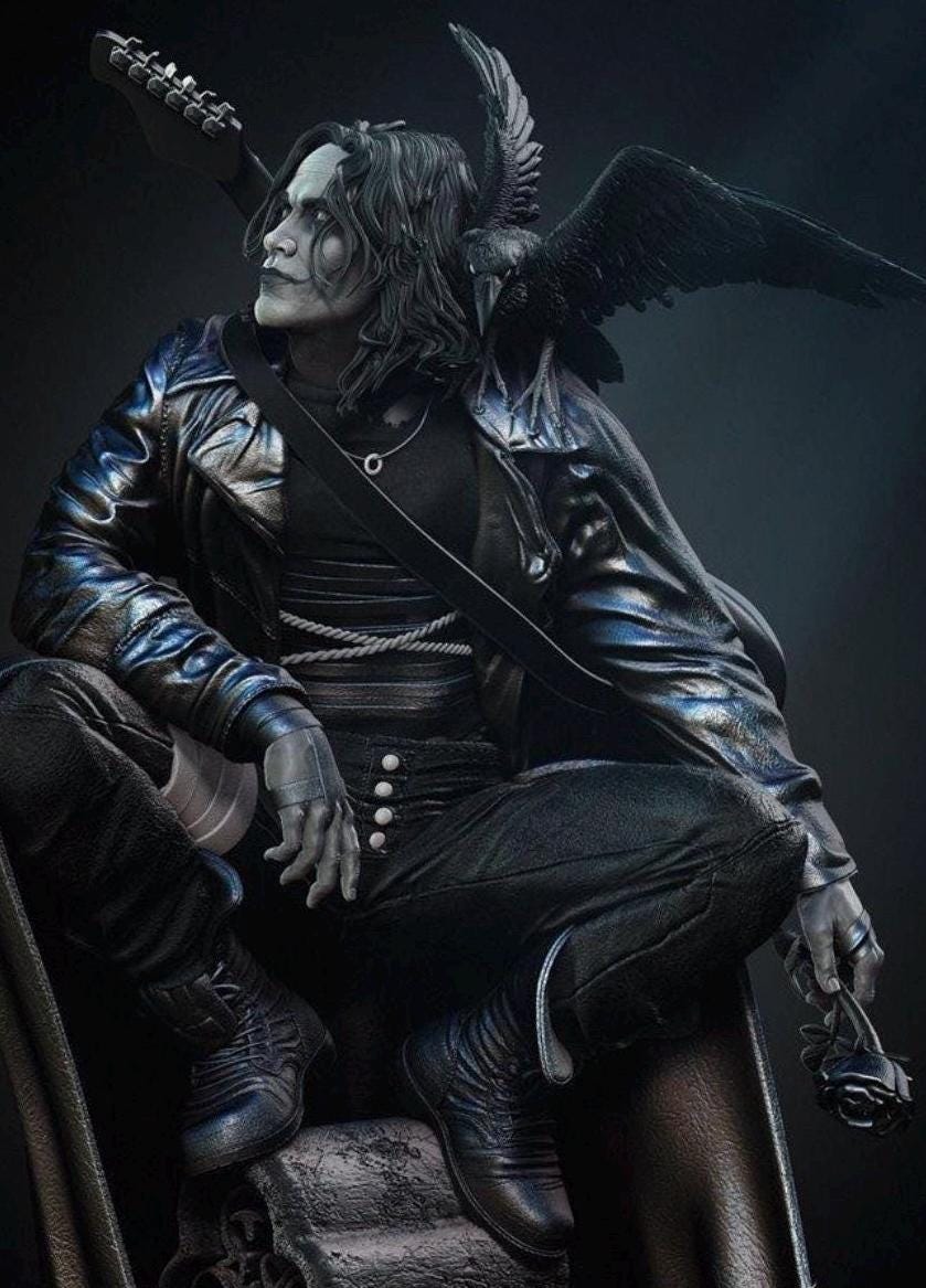 Brandon Lee Figure with Crow - Raven's Wrath 60cm hand painted