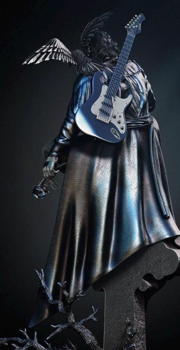 Brandon Lee Figure with Crow - Raven's Wrath 60cm hand painted