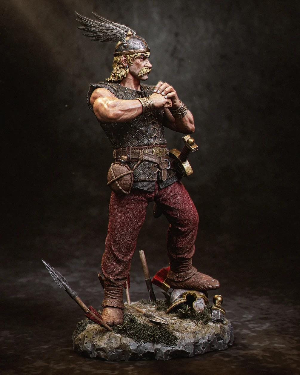 Gaulish Warrior Figurine | Handcrafted Fantasy Collectible Inspired by Ancient Legends and Comic Heroes hand painted