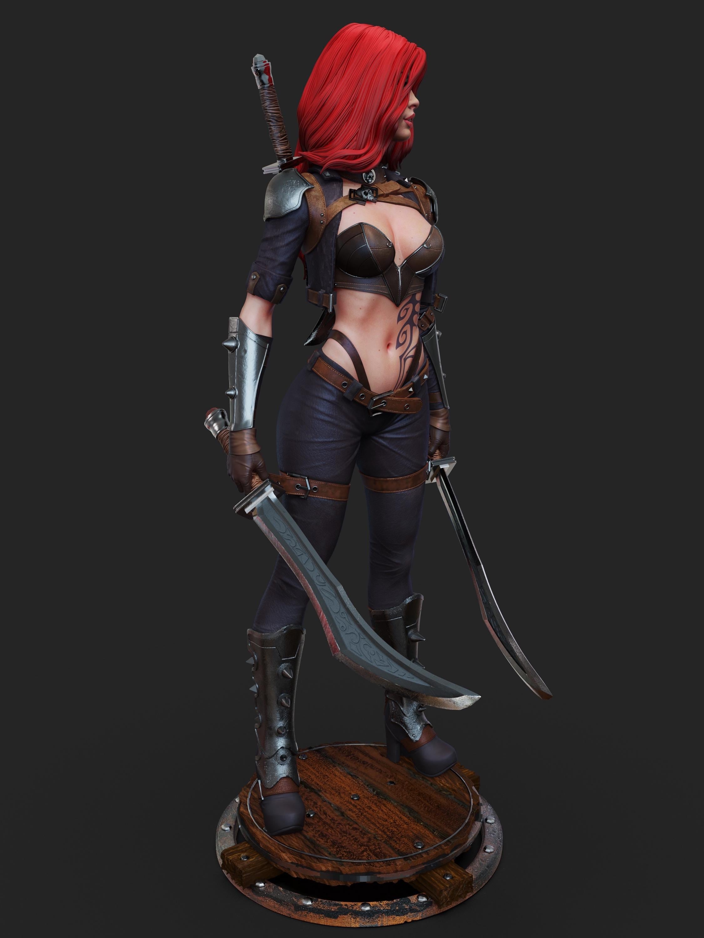 Crimson Blade Warrior - Custom Figurine hand painted