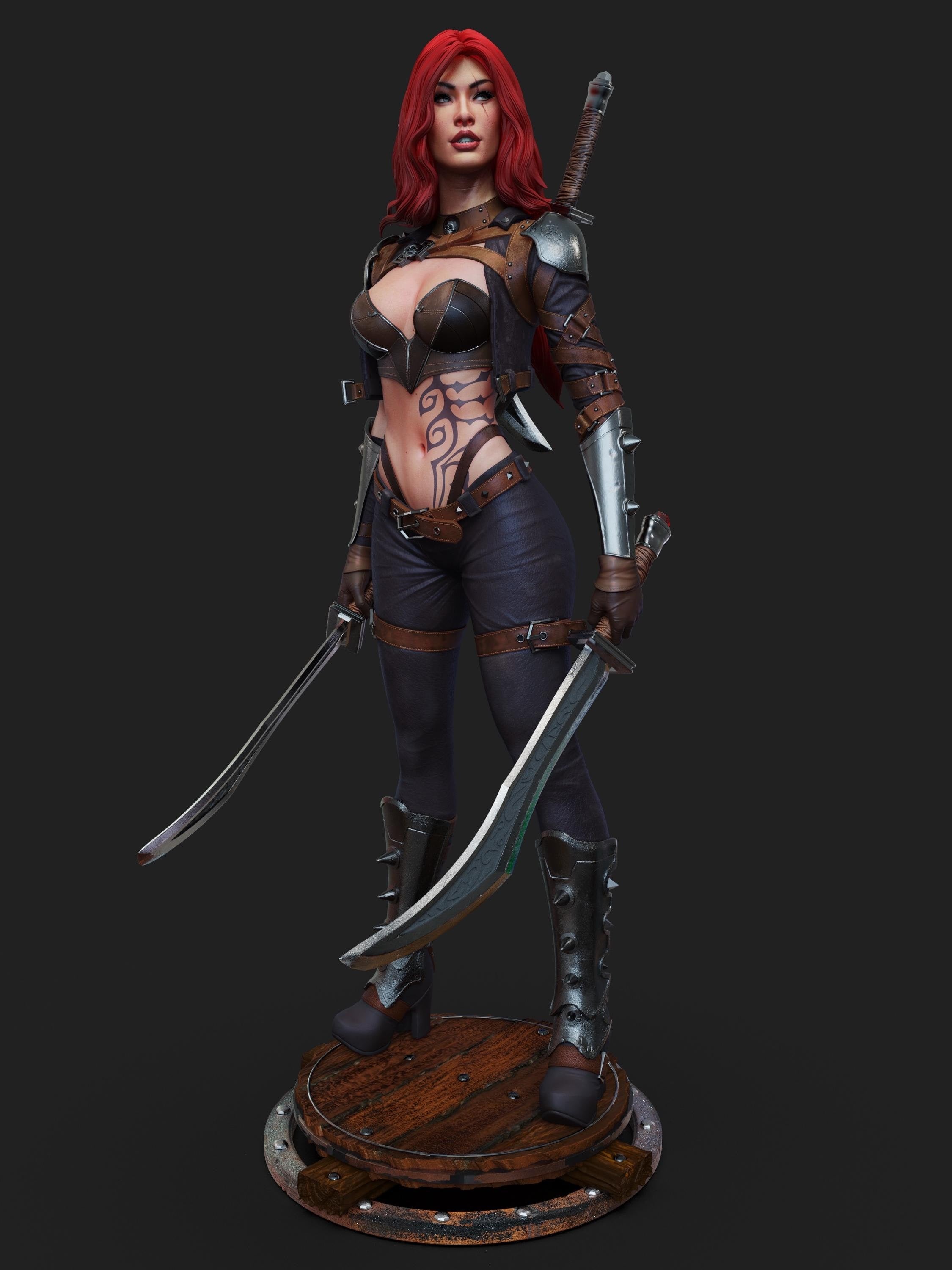 Crimson Blade Warrior - Custom Figurine hand painted