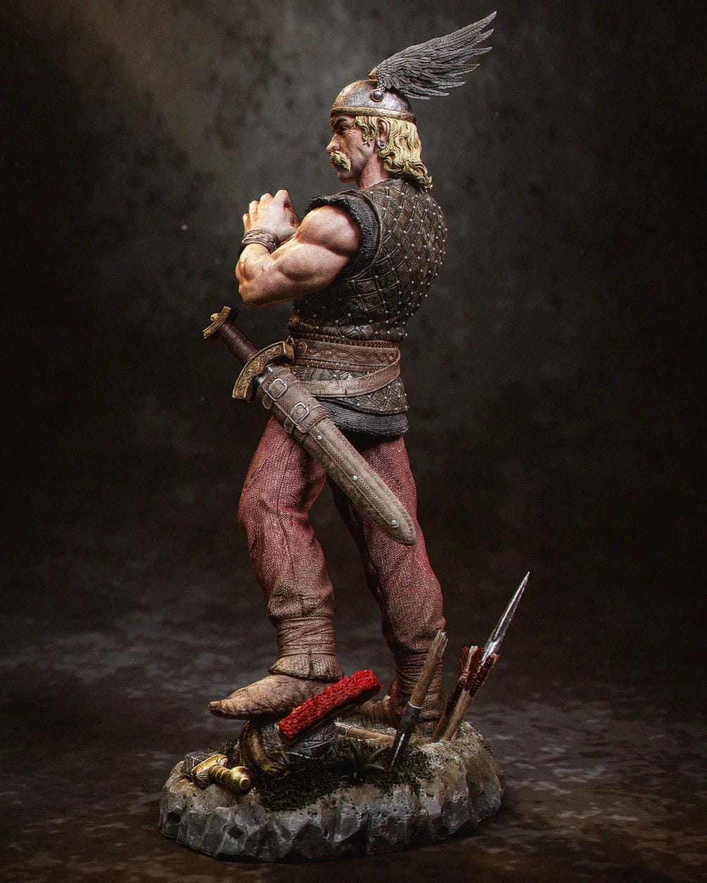 Gaulish Warrior Figurine | Handcrafted Fantasy Collectible Inspired by Ancient Legends and Comic Heroes hand painted