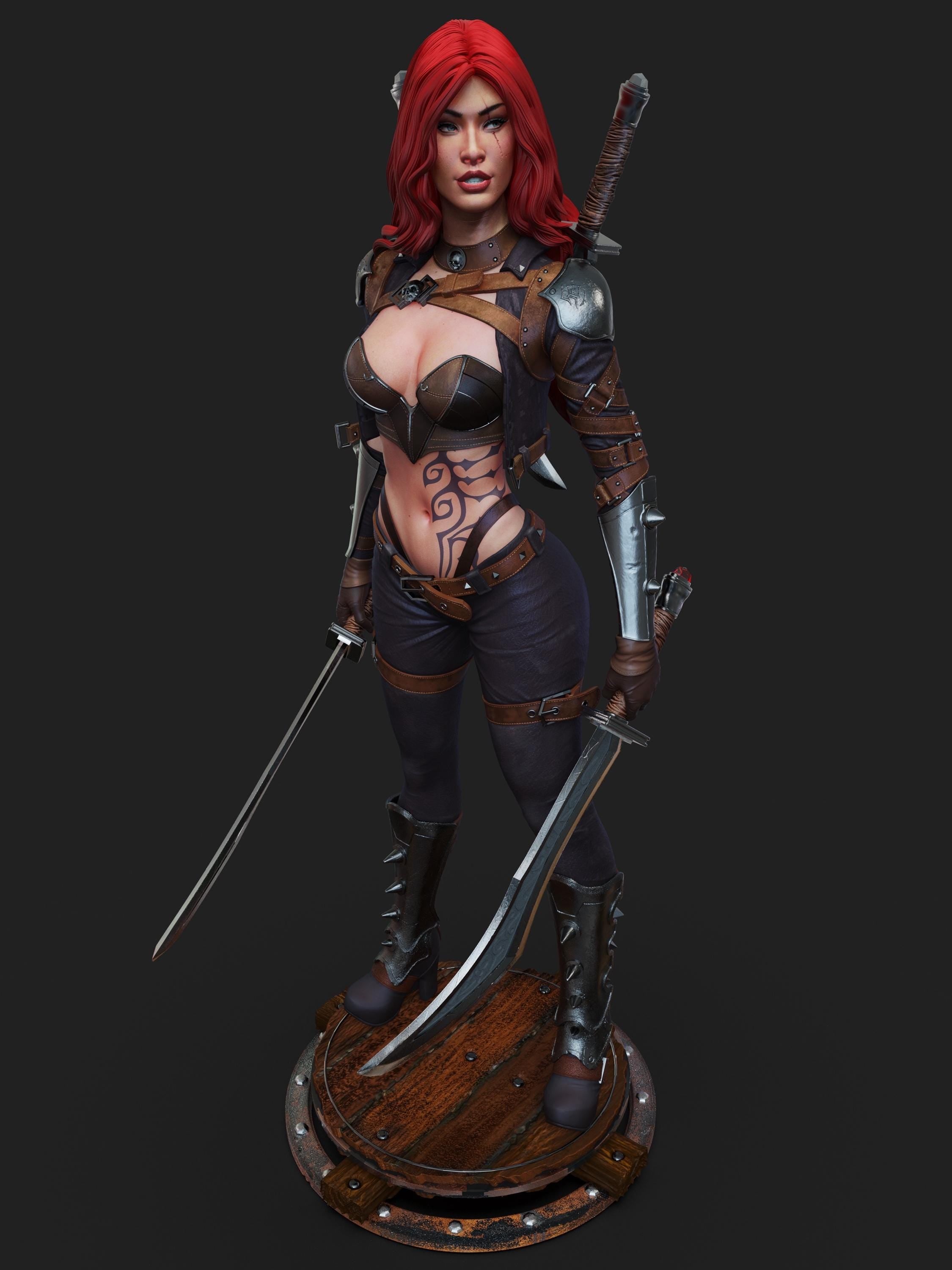 Crimson Blade Warrior - Custom Figurine hand painted