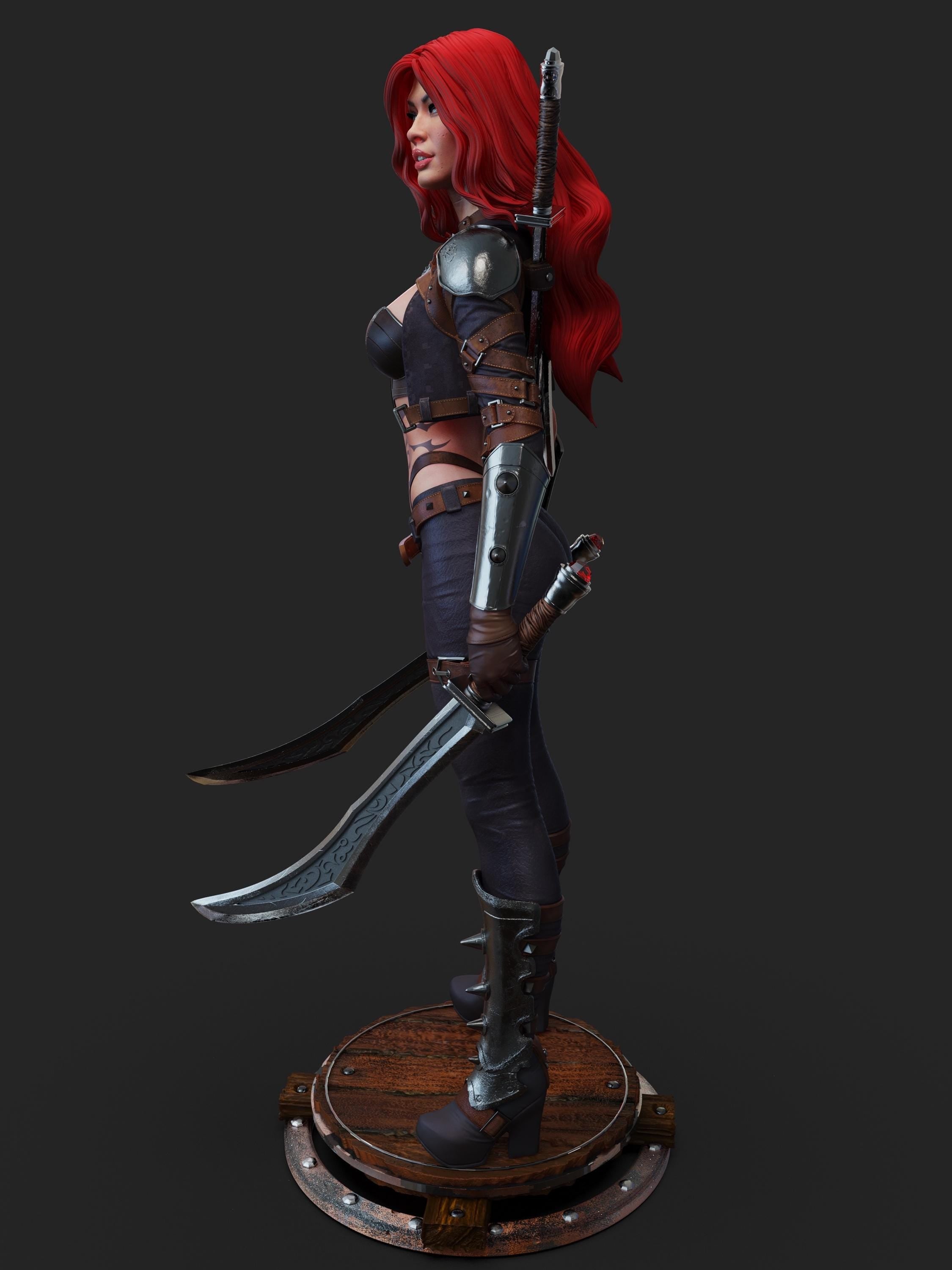Crimson Blade Warrior - Custom Figurine hand painted