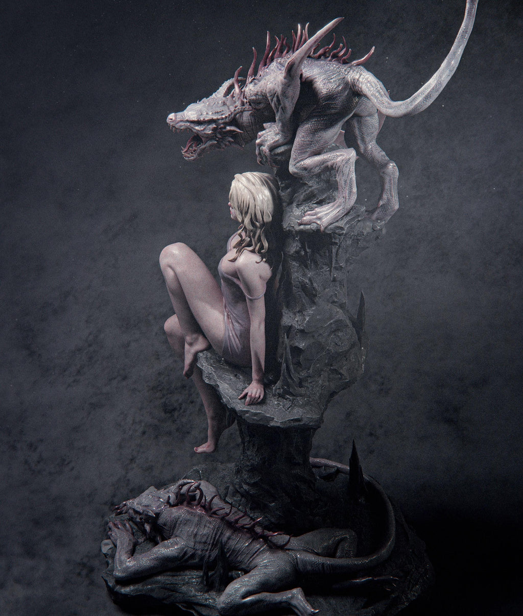 Elegy of the Wyrm | Fantasy Dragon & Maiden | 1/6 hand painted