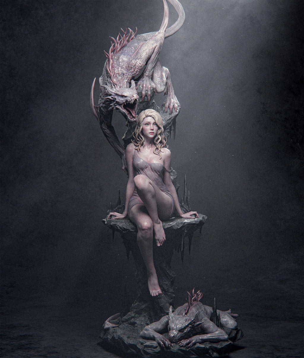 Elegy of the Wyrm | Fantasy Dragon & Maiden | 1/6 hand painted