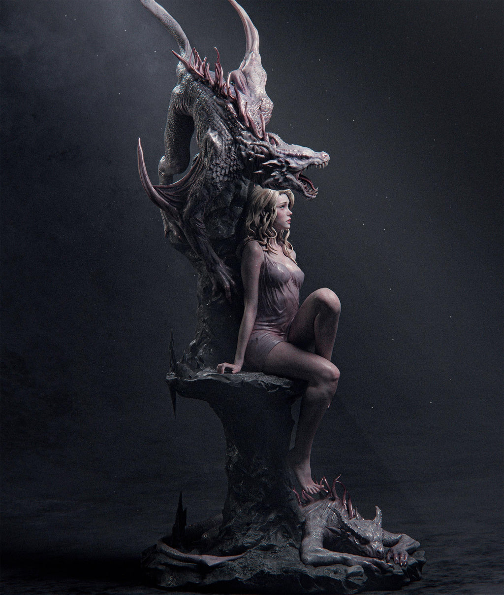 Elegy of the Wyrm | Fantasy Dragon & Maiden | 1/6 hand painted