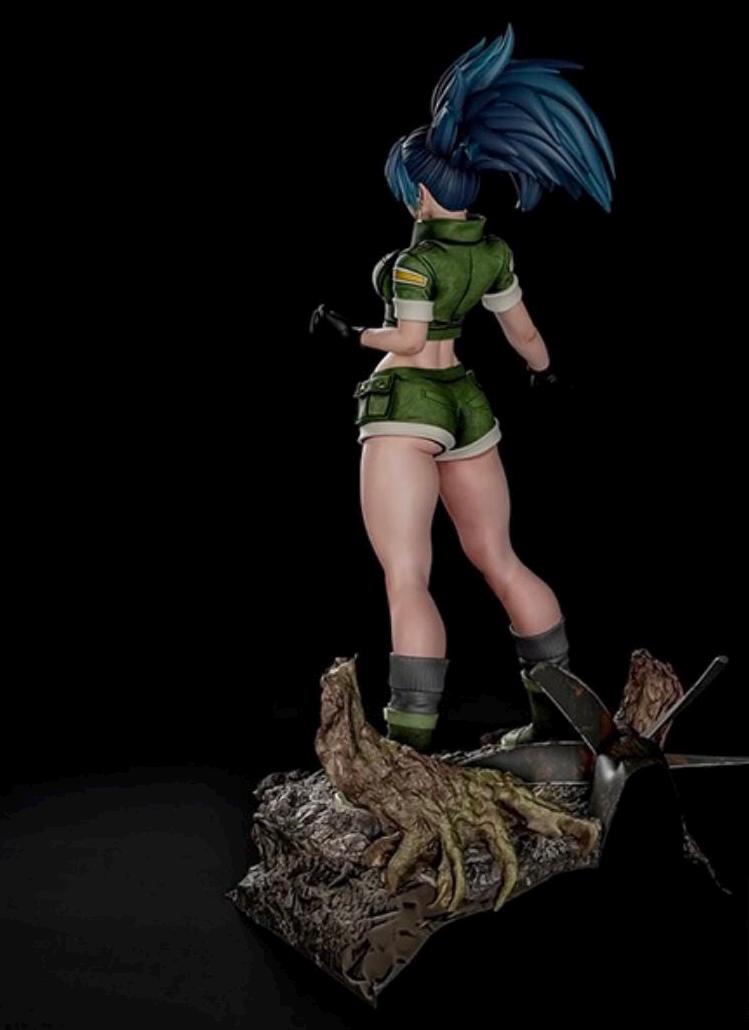 Custom Blue-Haired leona Warrior Figurine 1/6 hand painted