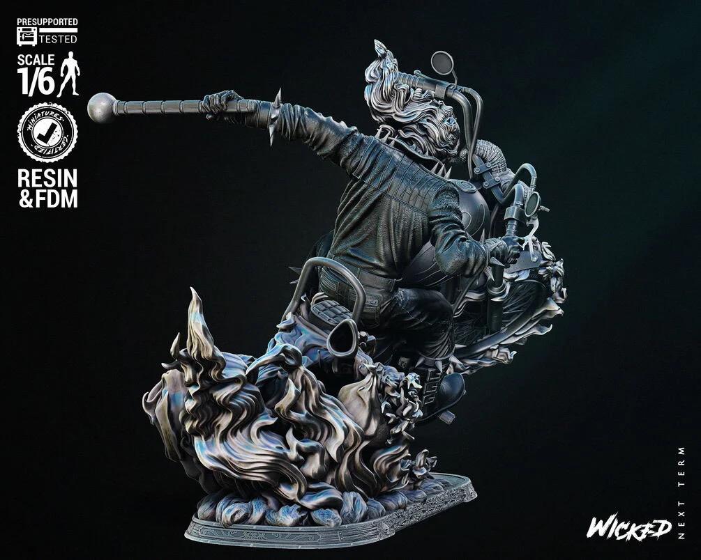 Flaming Rider statue figure statue on bike
