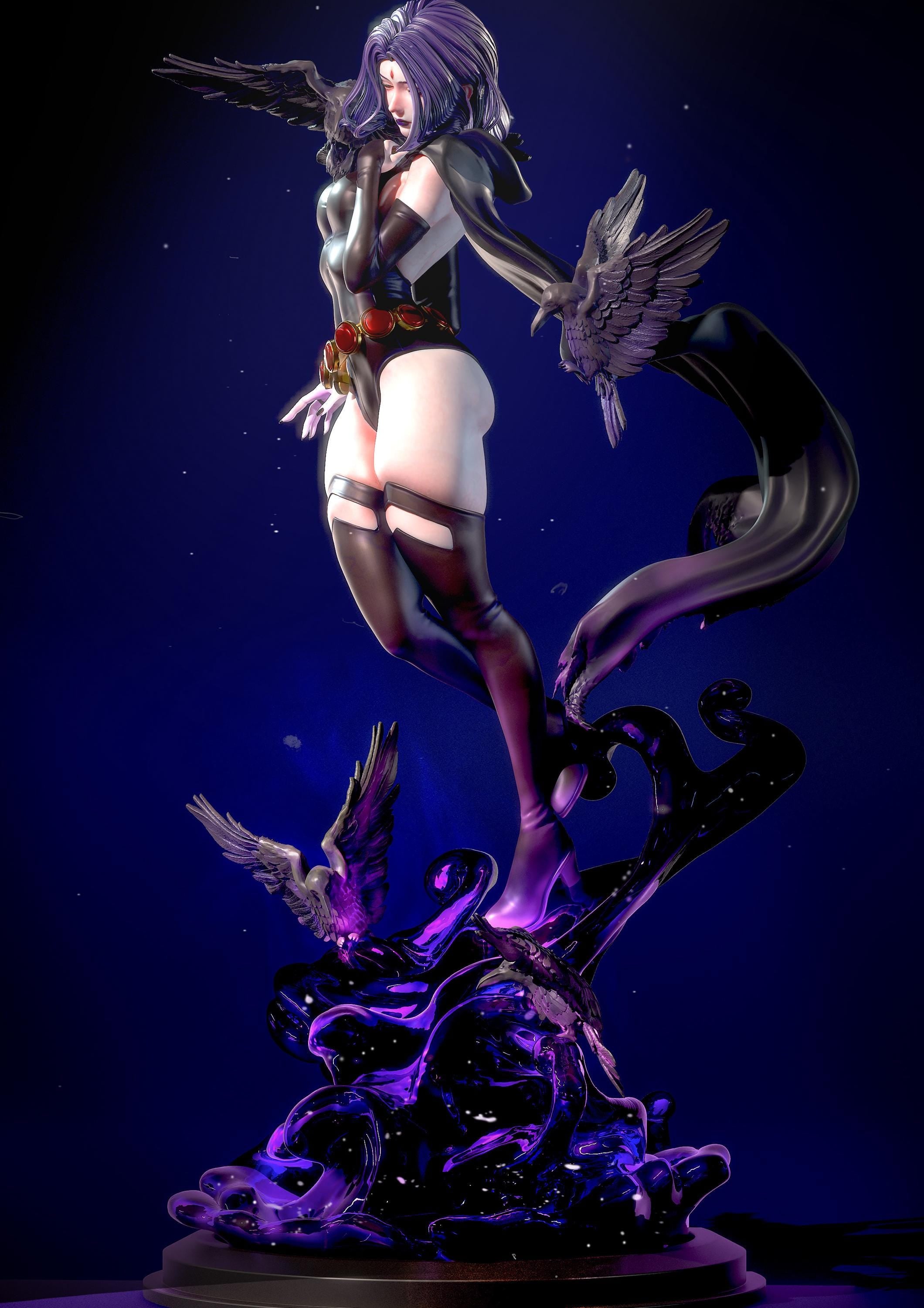 Custom Figurine - Mystical Sorceress with Hood and Dark Energy | 1/6