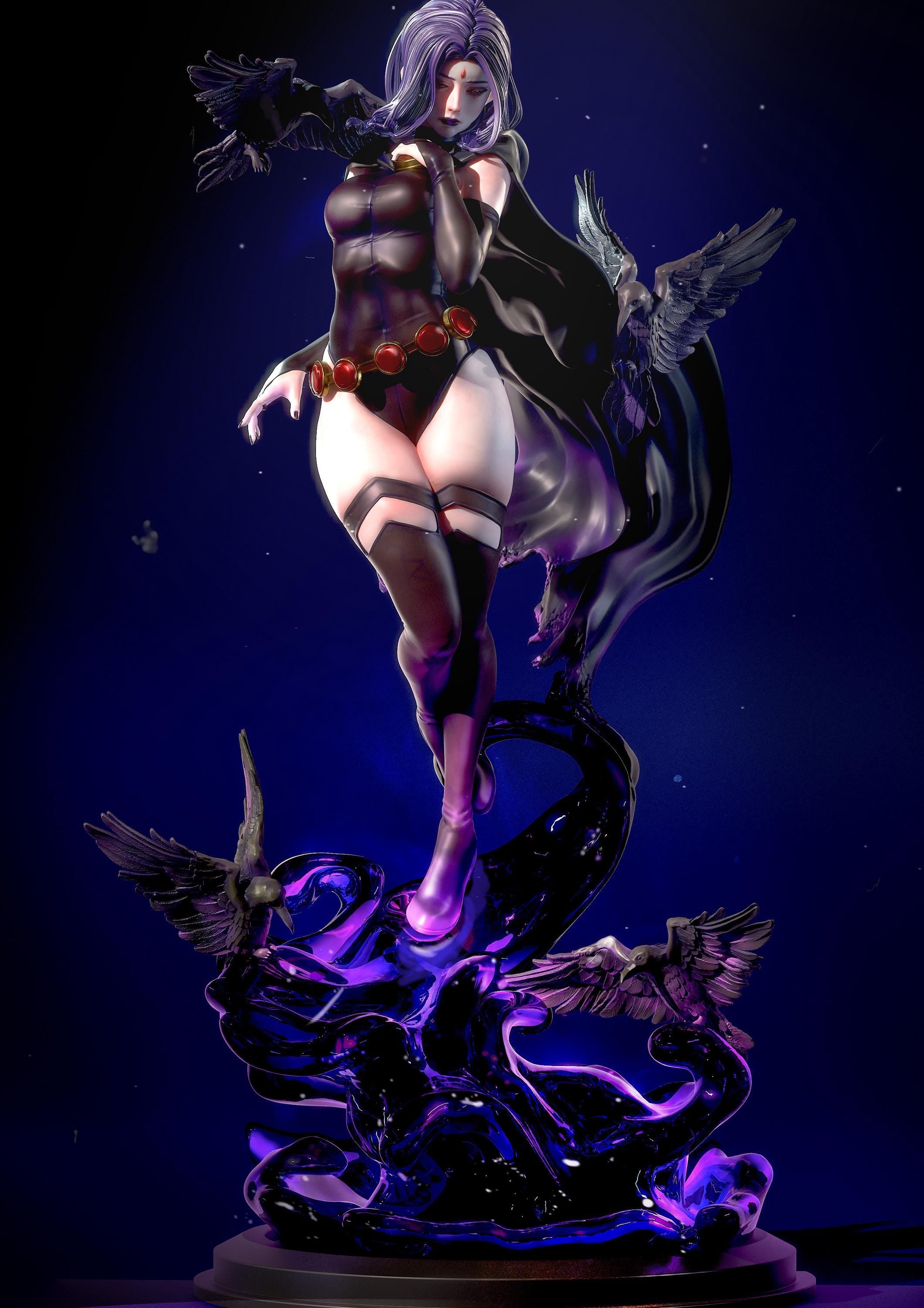 Custom Figurine - Mystical Sorceress with Hood and Dark Energy | 1/6