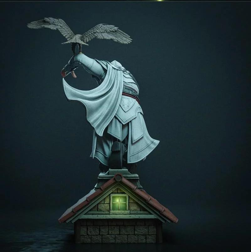 Hand-Painted custom Assassin Figurine: Hooded Stealth Warrior with Falcon 1/6 hand painted