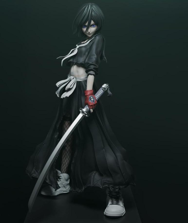 Anime Girl Figurine: Katana Swordswoman Statue 1/6 hand painted