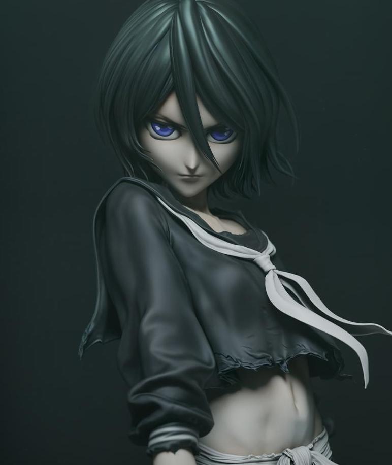 Anime Girl Figurine: Katana Swordswoman Statue 1/6 hand painted