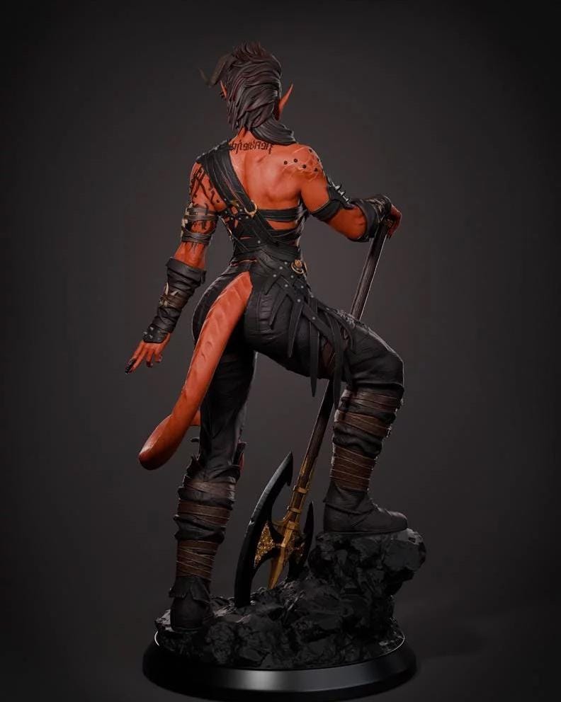 Tiefling Warrior Figurine – 1/6 Scale Resin Fantasy Sculpture hand painted
