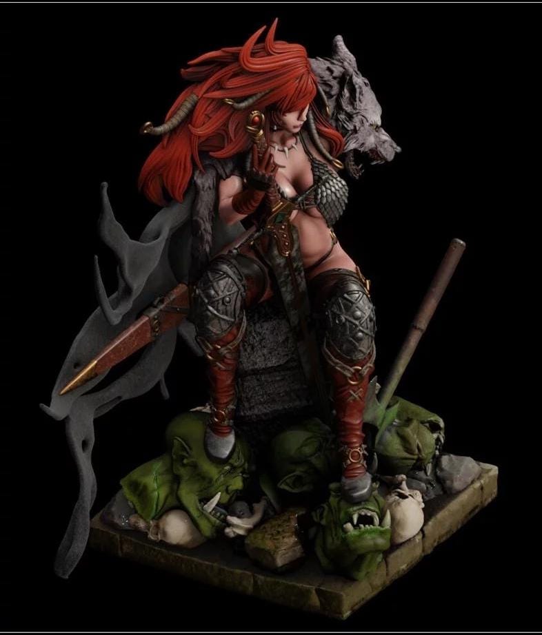 Barbarian Queen Resin Statue – 1:6 custom Fantasy Sculpture hand painted