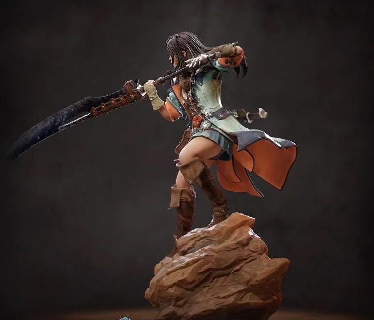 Resin Warrior Woman Figurine – Anime RPG Heroine, 1/6 Scale hand painted