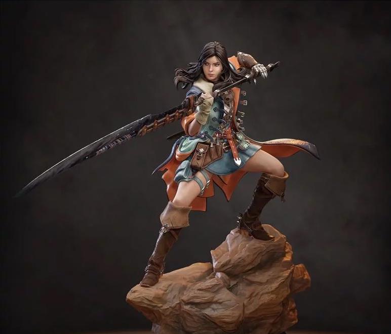 Resin Warrior Woman Figurine – Anime RPG Heroine, 1/6 Scale hand painted