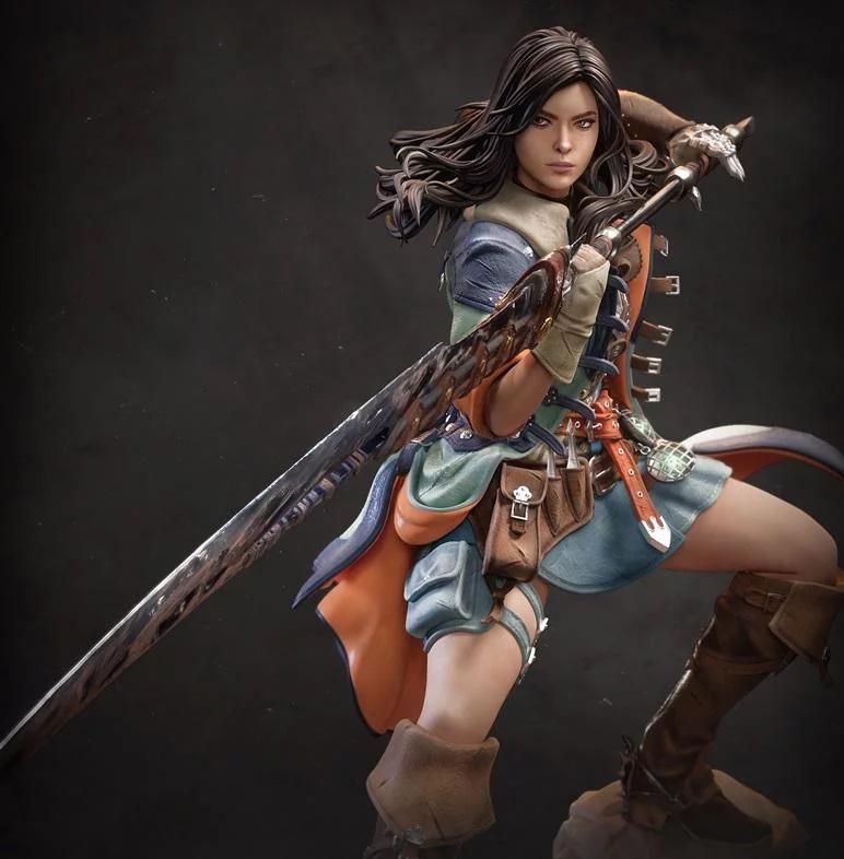 Resin Warrior Woman Figurine – Anime RPG Heroine, 1/6 Scale hand painted