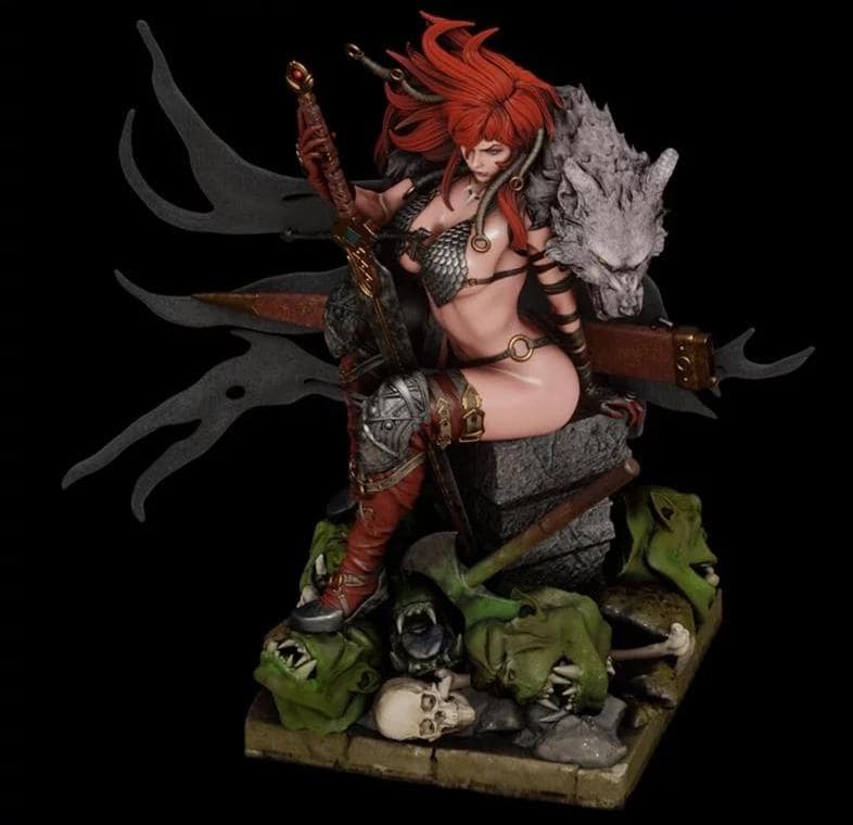 Barbarian Queen Resin Statue – 1:6 custom Fantasy Sculpture hand painted