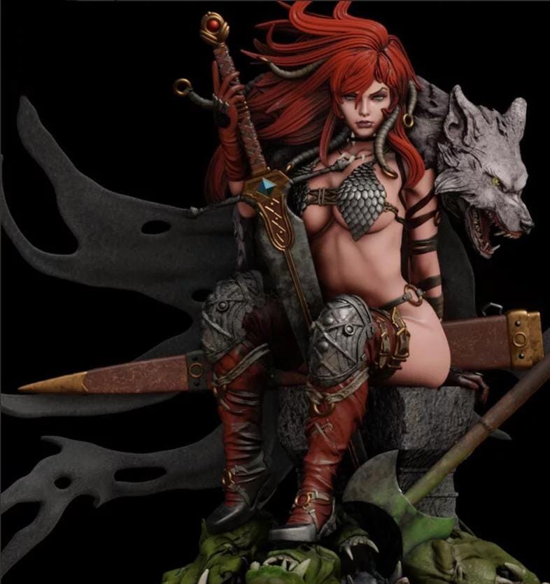 Barbarian Queen Resin Statue – 1:6 custom Fantasy Sculpture hand painted