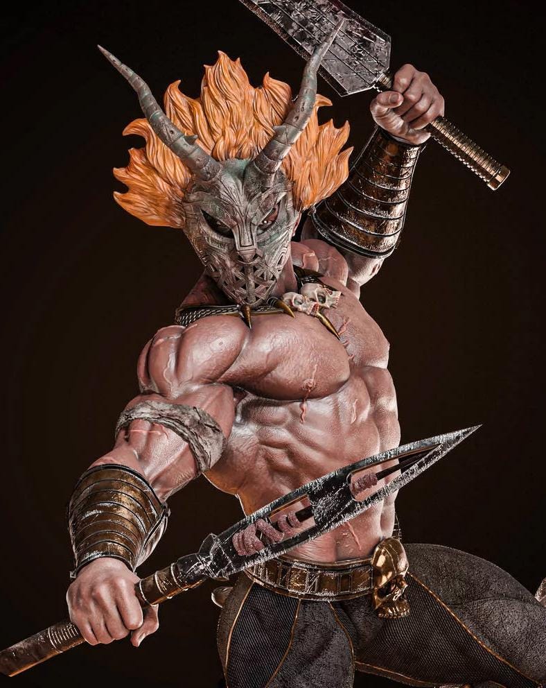 Hand-Painted Barbarian Warrior Figurine: 1/6