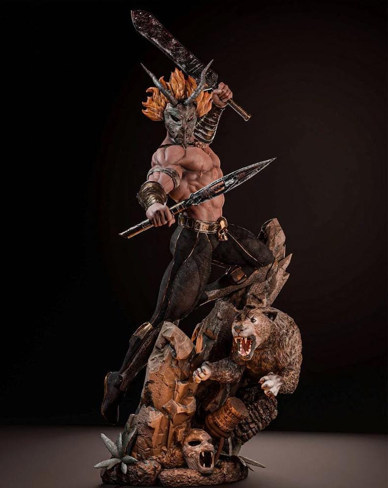 Hand-Painted Barbarian Warrior Figurine: 1/6