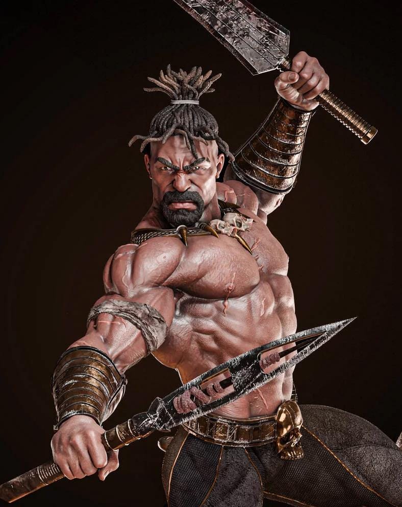 Hand-Painted Barbarian Warrior Figurine: 1/6