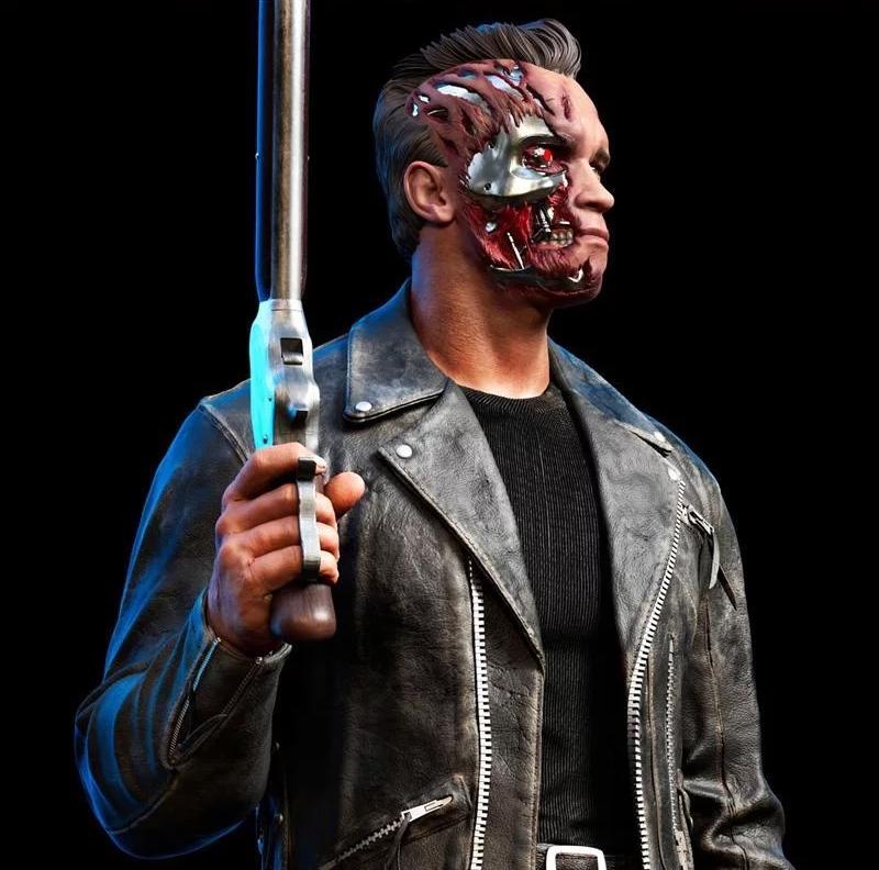 Hand-Painted Cyborg Terminator Warrior Resin Statue 1/6 Scale Battle-Damaged Sci-Fi Figurine