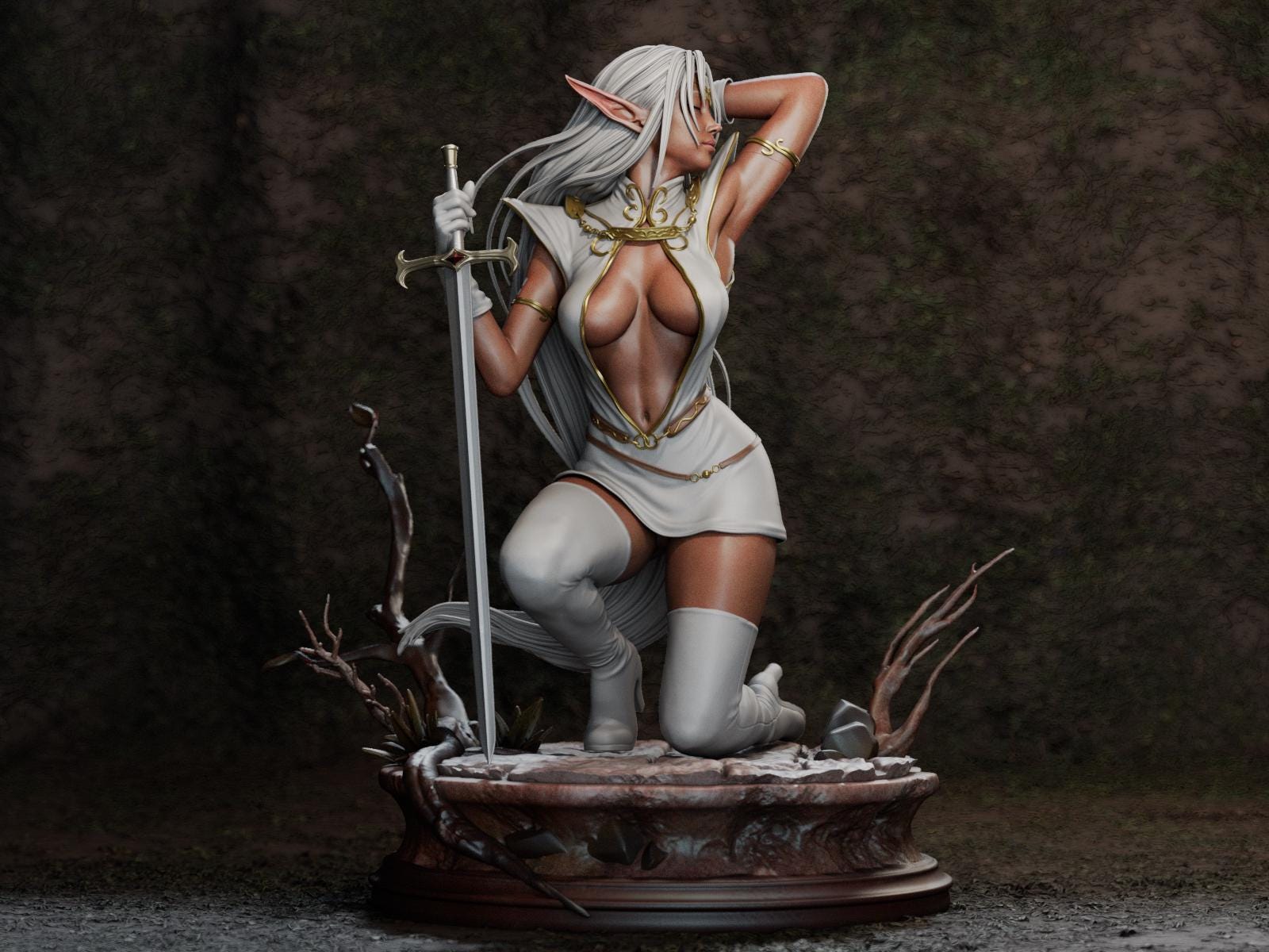Custom Dark Elf Warrior Woman Figurine – 1/6 Scale hand Painted