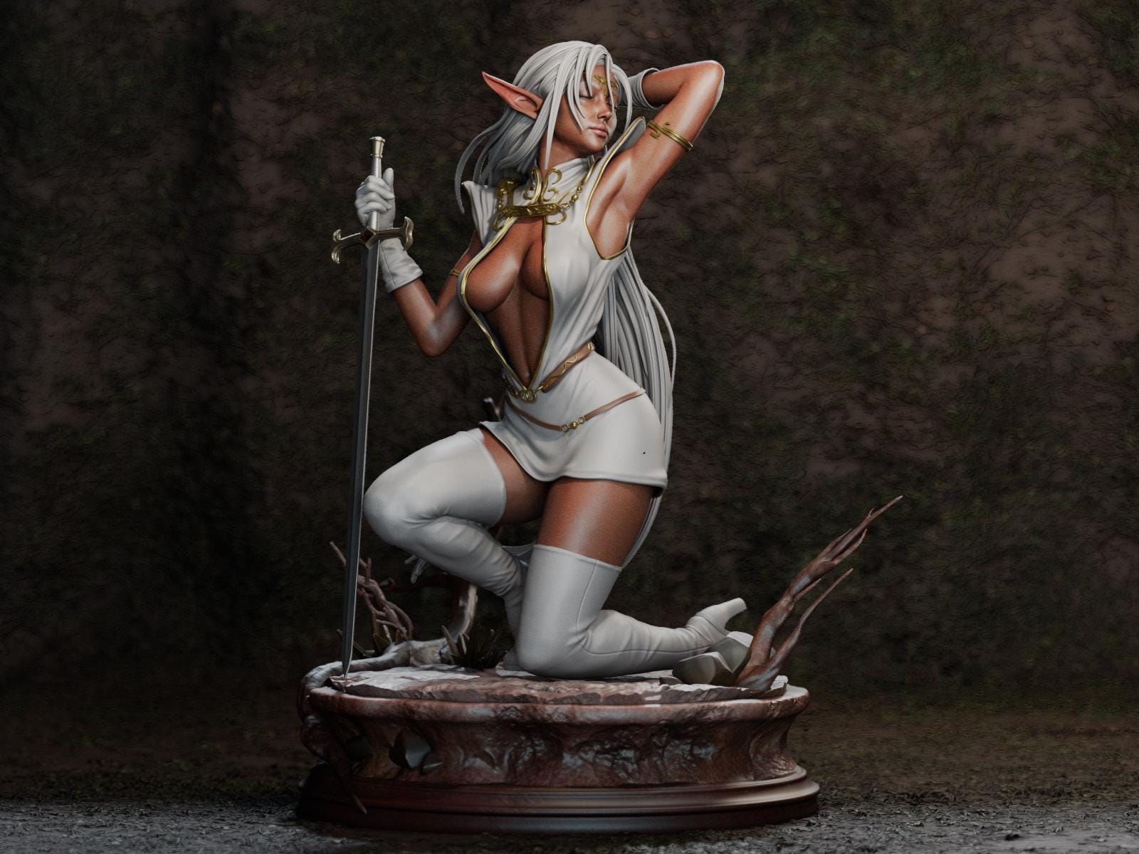Custom Dark Elf Warrior Woman Figurine – 1/6 Scale hand Painted