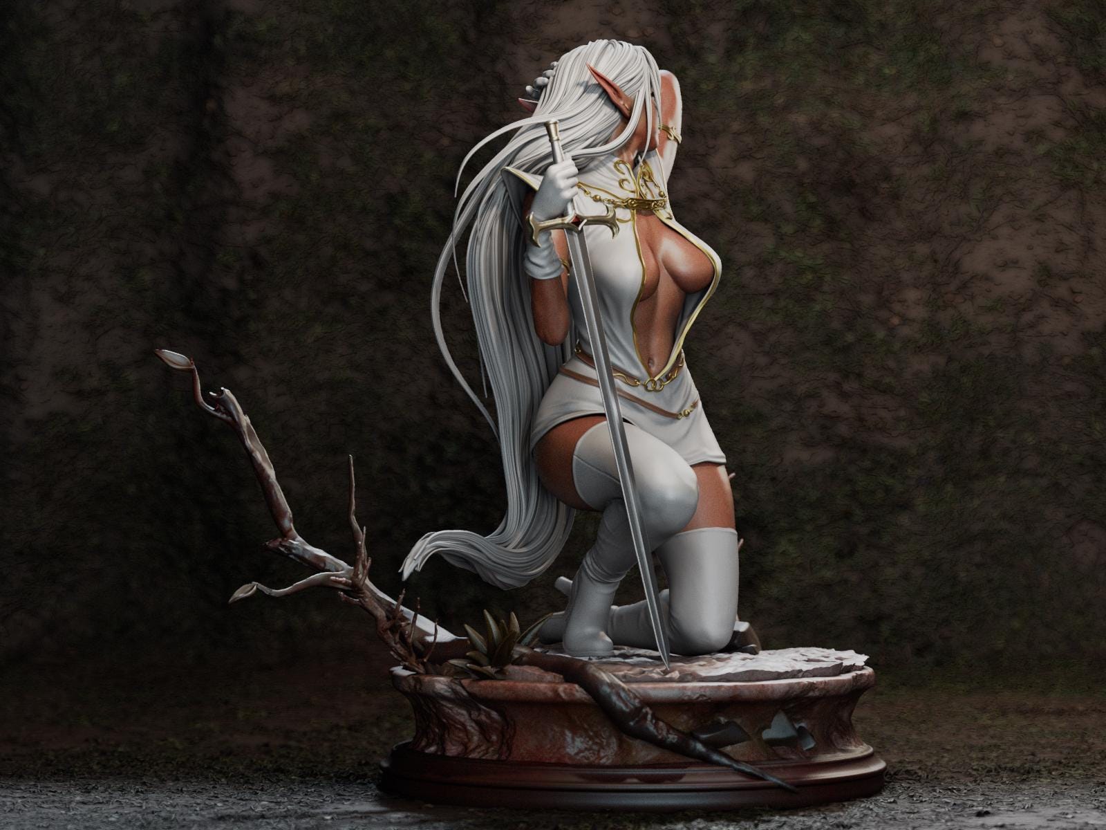 Custom Dark Elf Warrior Woman Figurine – 1/6 Scale hand Painted