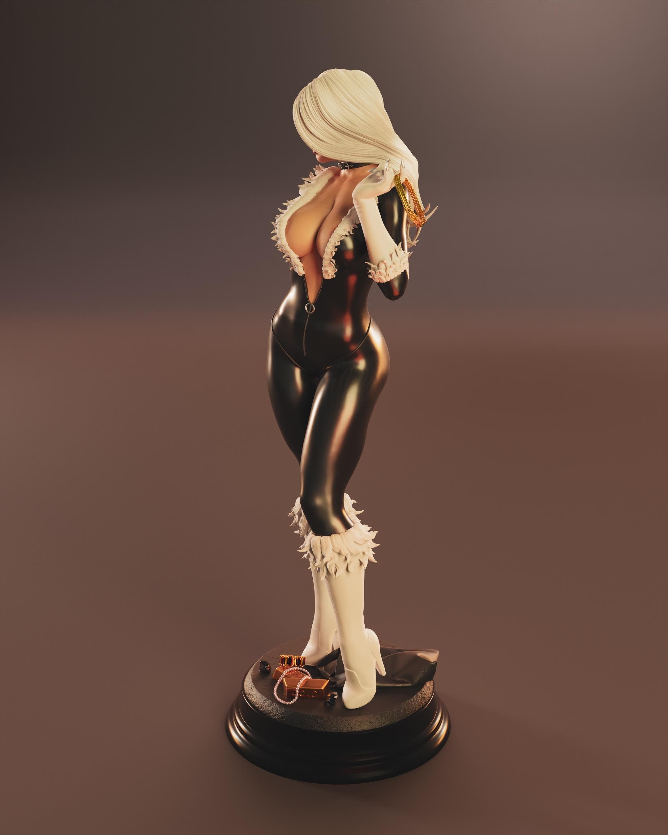 Custom Cat Thief Woman Figurine – 1/6 Scale Hand Painted Statue with Jewelry Base
