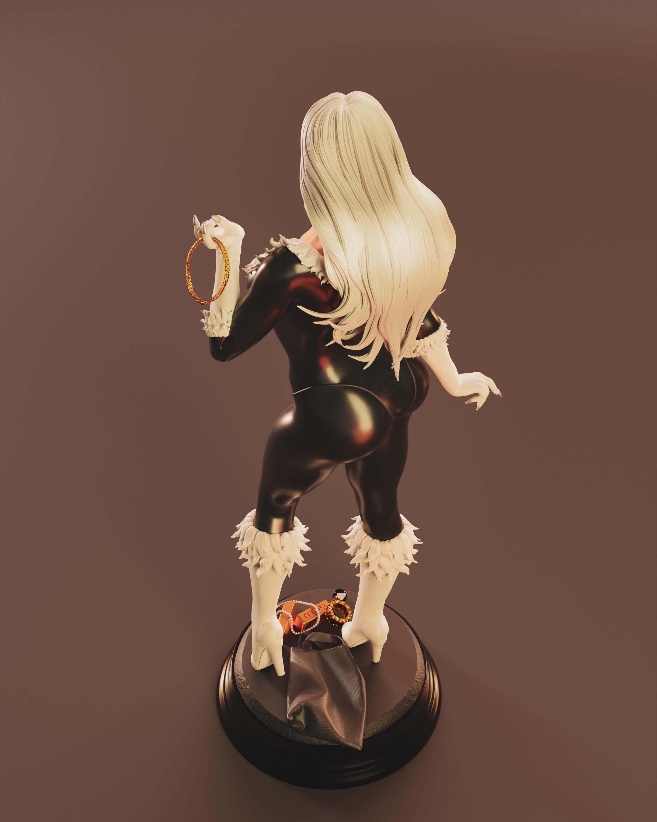 Custom Cat Thief Woman Figurine – 1/6 Scale Hand Painted Statue with Jewelry Base