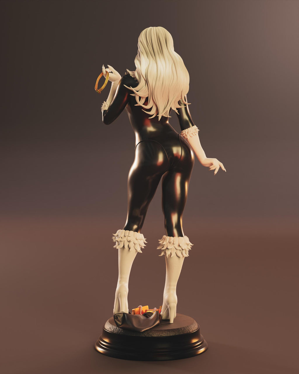 Custom Cat Thief Woman Figurine – 1/6 Scale Hand Painted Statue with Jewelry Base