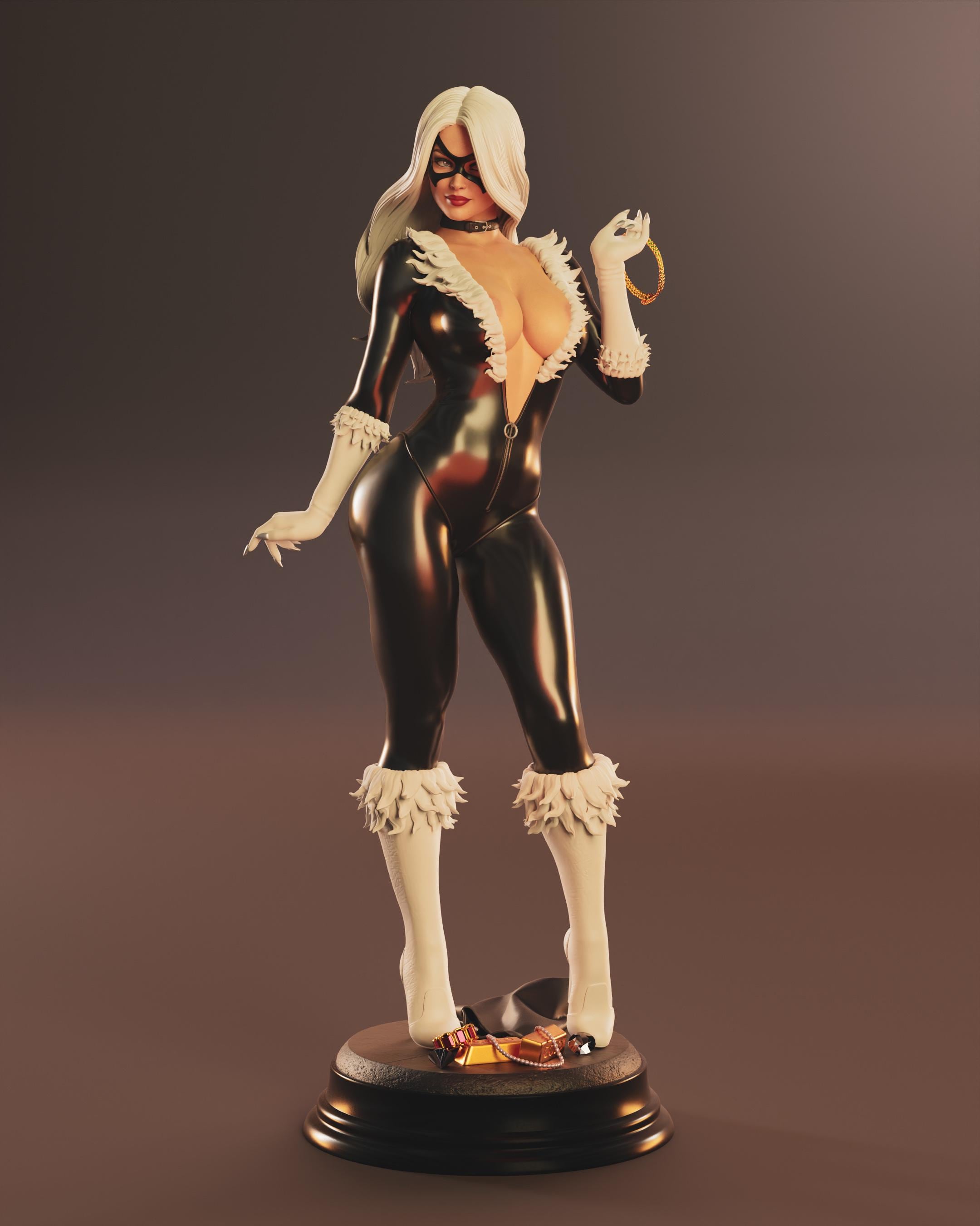 Custom Cat Thief Woman Figurine – 1/6 Scale Hand Painted Statue with Jewelry Base