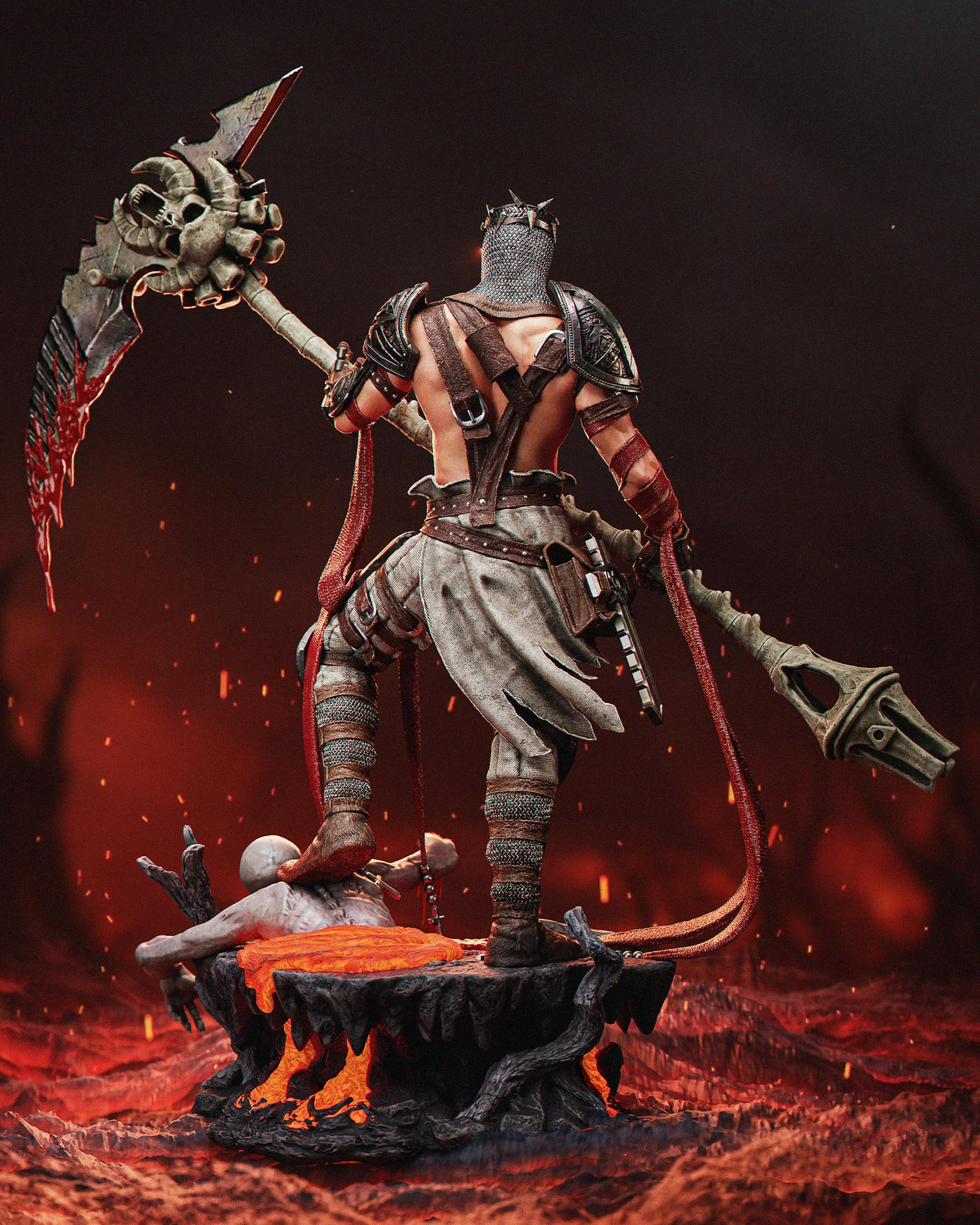 Hand-Painted Dark dante Warrior Figurine: 1/6 Scale Resin Statue hand painted