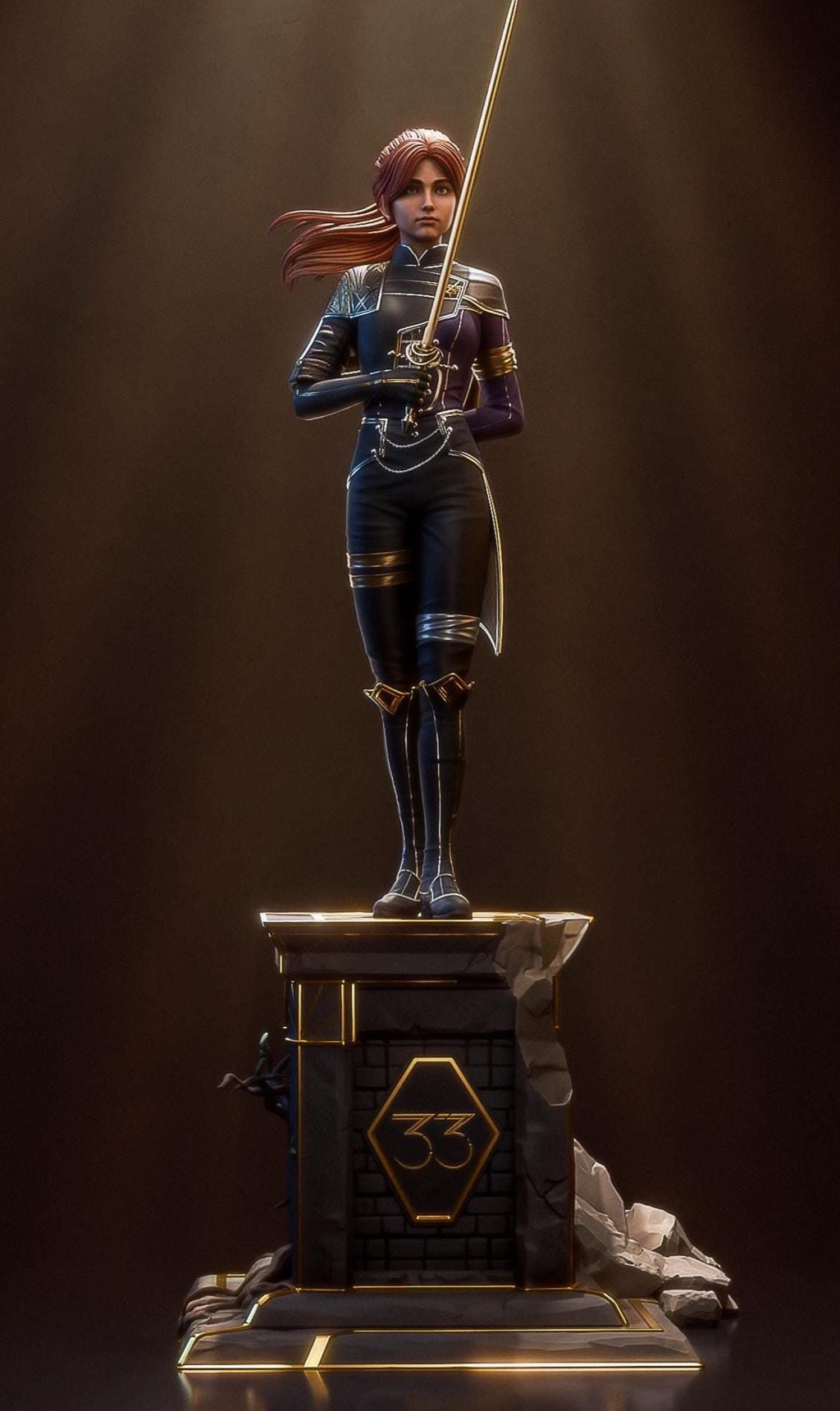 Custom Figurine of Futuristic Swordswoman – 1/6 Scale Statue