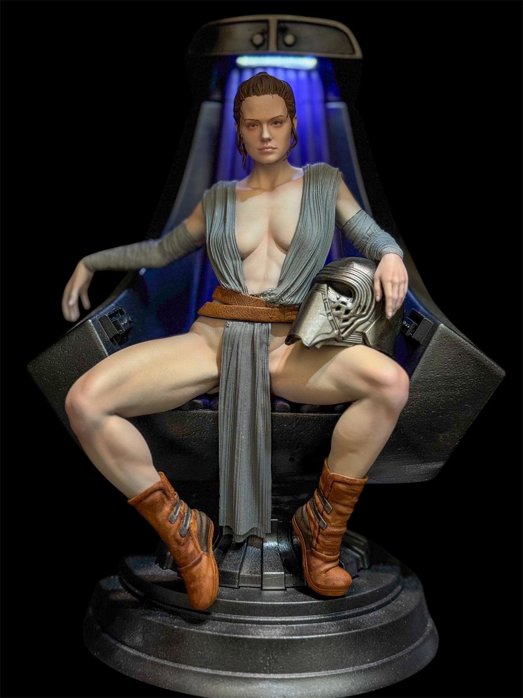 Custom Rey Throne Figurine – Hand Painted 1/6 Scale Resin Statue with led lights