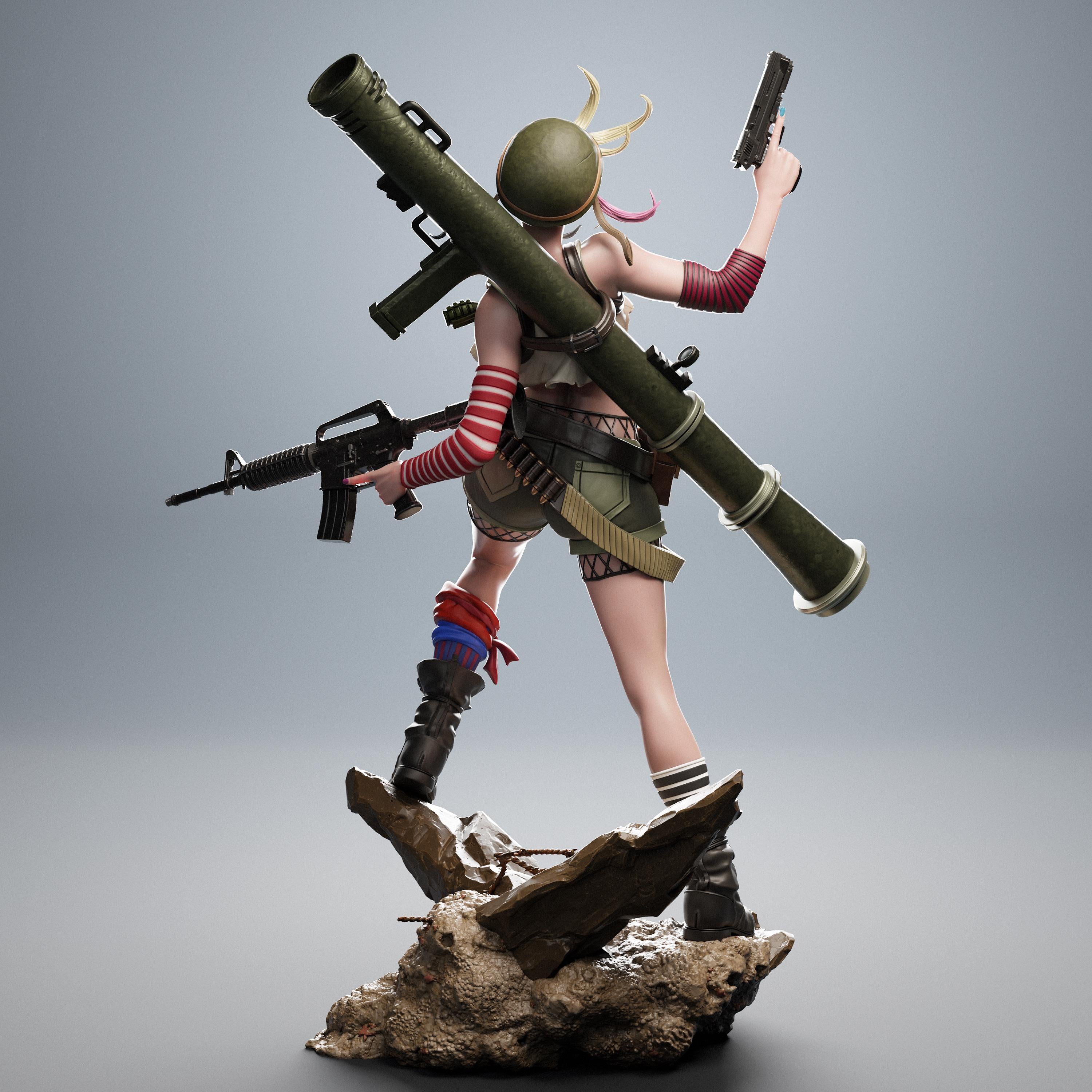 Custom Painted Punk Warrior Girl – 1/6 Scale Post-Apocalyptic Figurine with Gun & Attitude