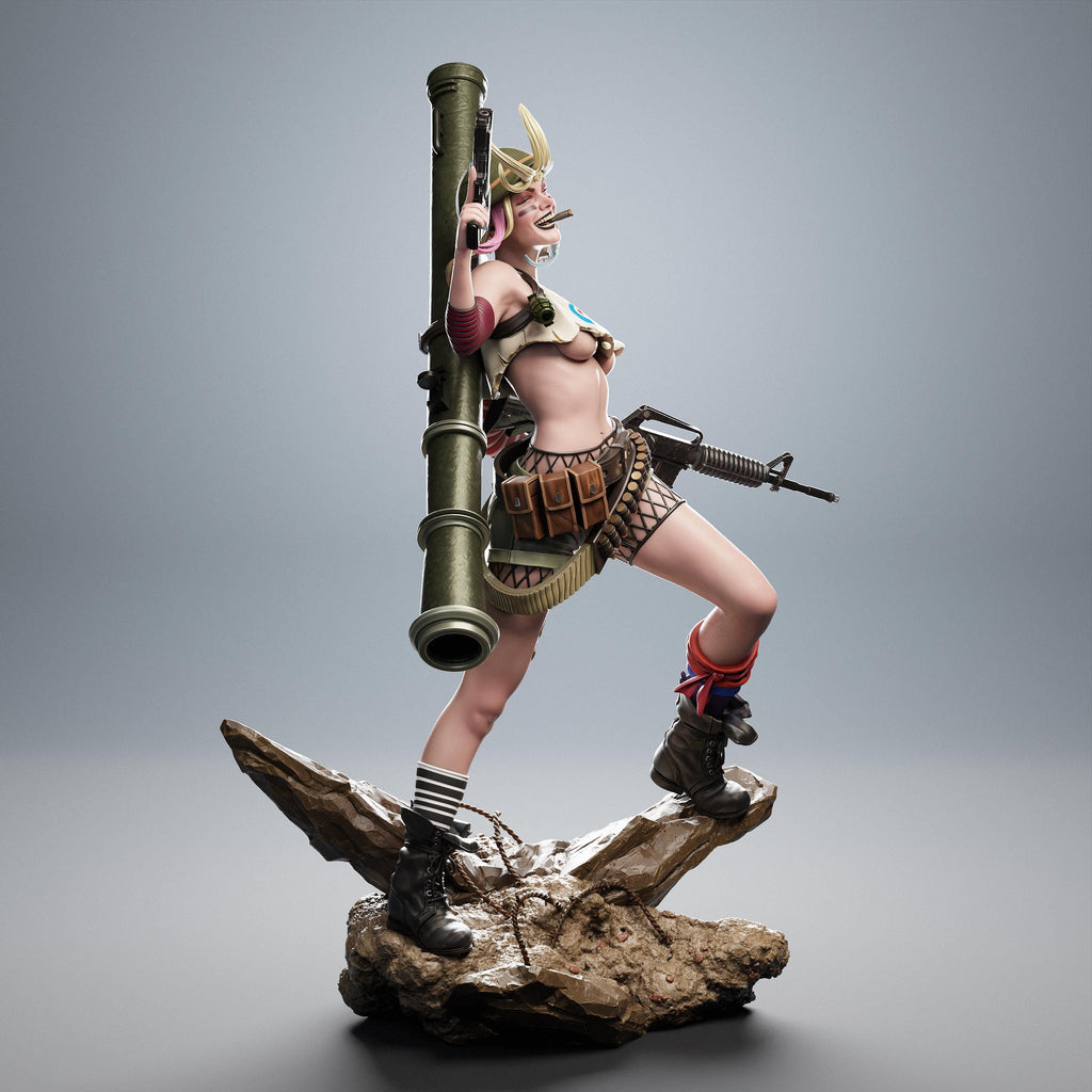 Custom Painted Punk Warrior Girl – 1/6 Scale Post-Apocalyptic Figurine with Gun & Attitude