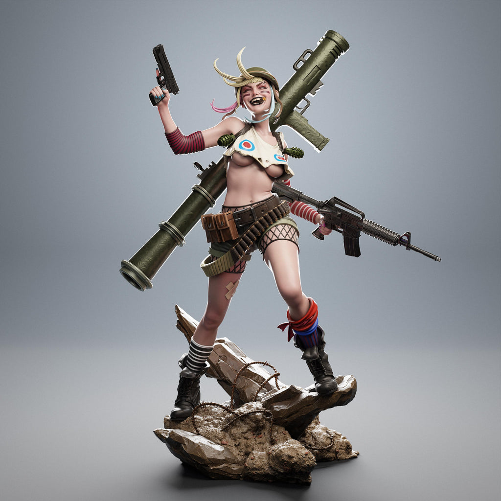 Custom Painted Punk Warrior Girl – 1/6 Scale Post-Apocalyptic Figurine with Gun & Attitude