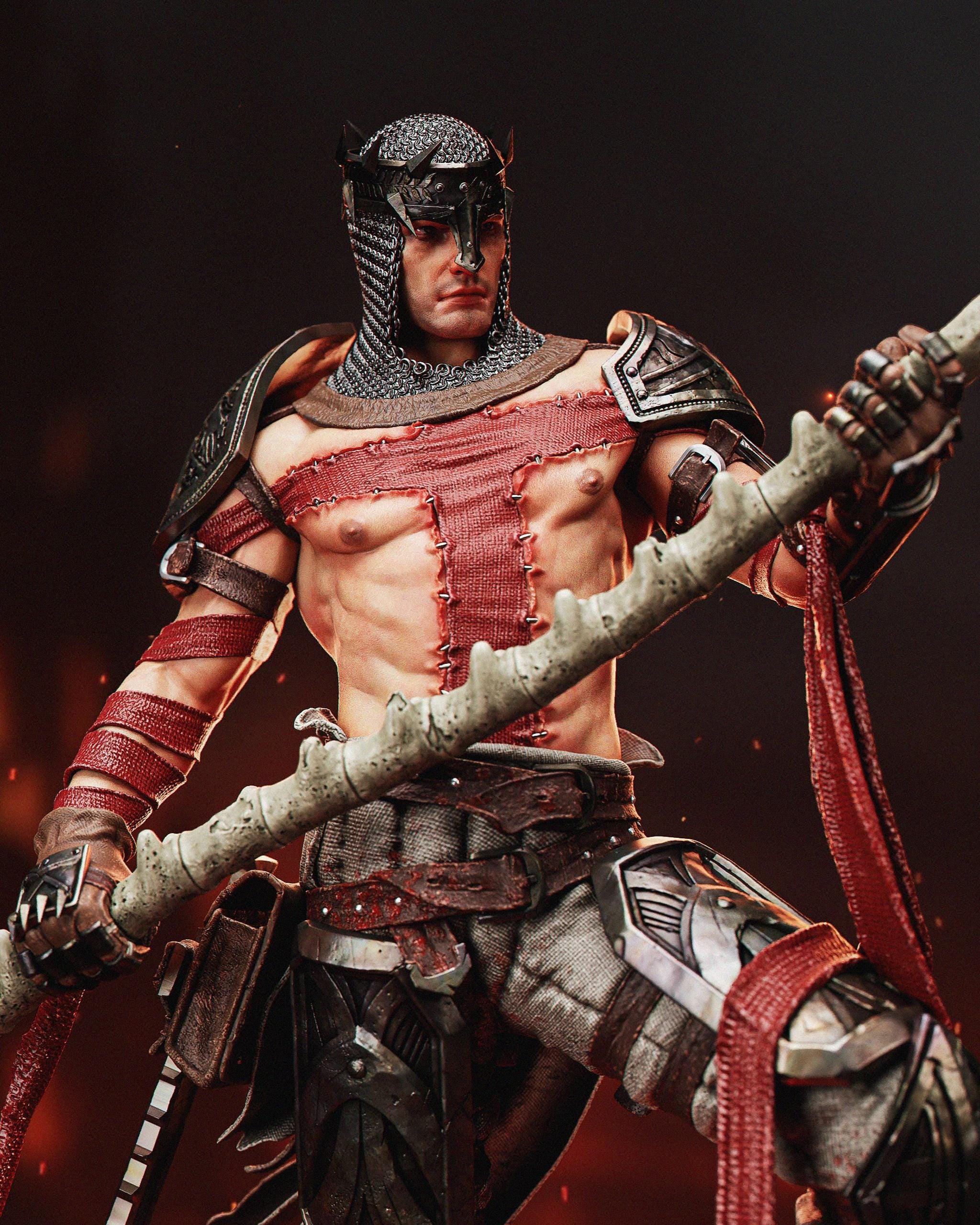 Hand-Painted Dark dante Warrior Figurine: 1/6 Scale Resin Statue hand painted