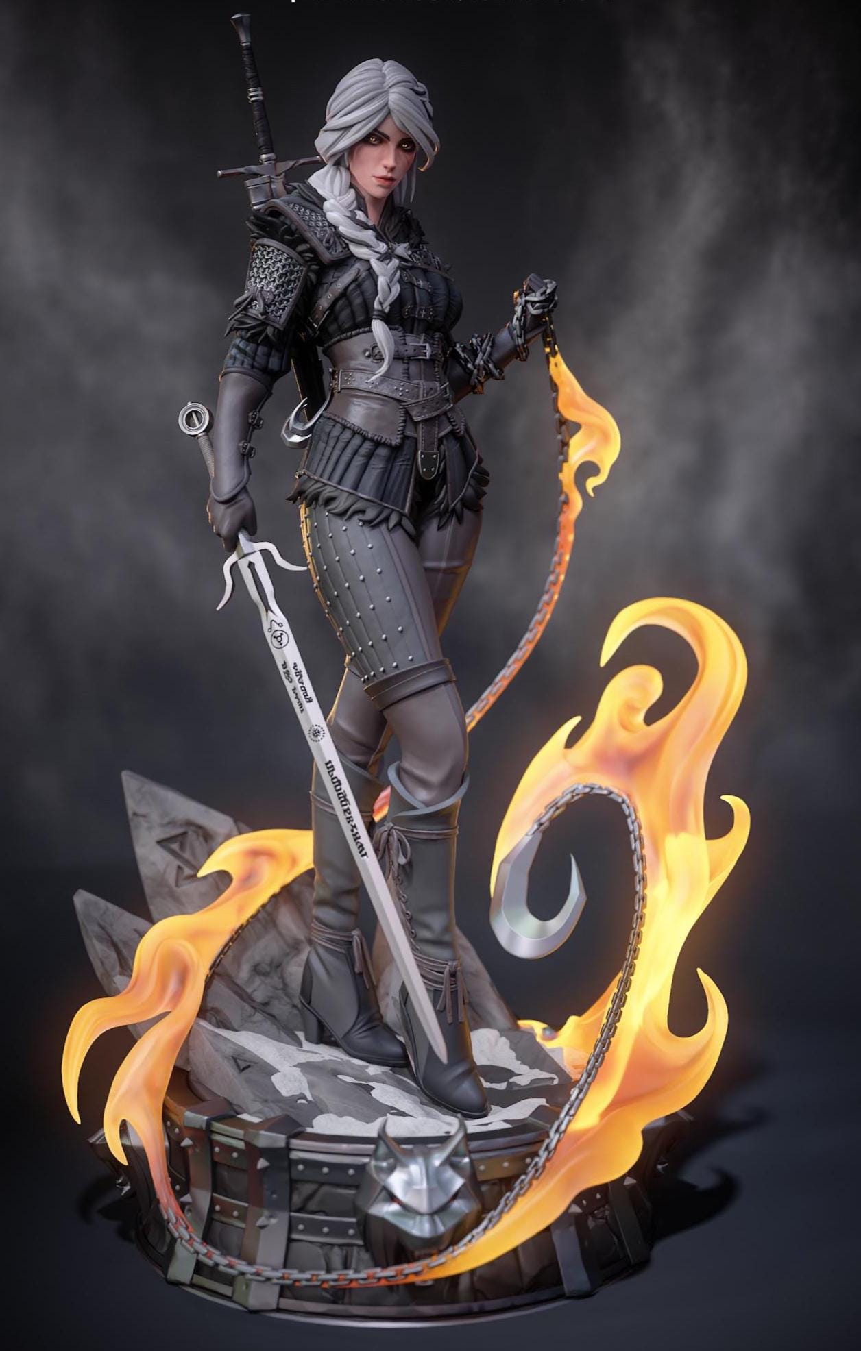 Custom Figurine of a Silver-Haired Warrior – hand Painted 1/6