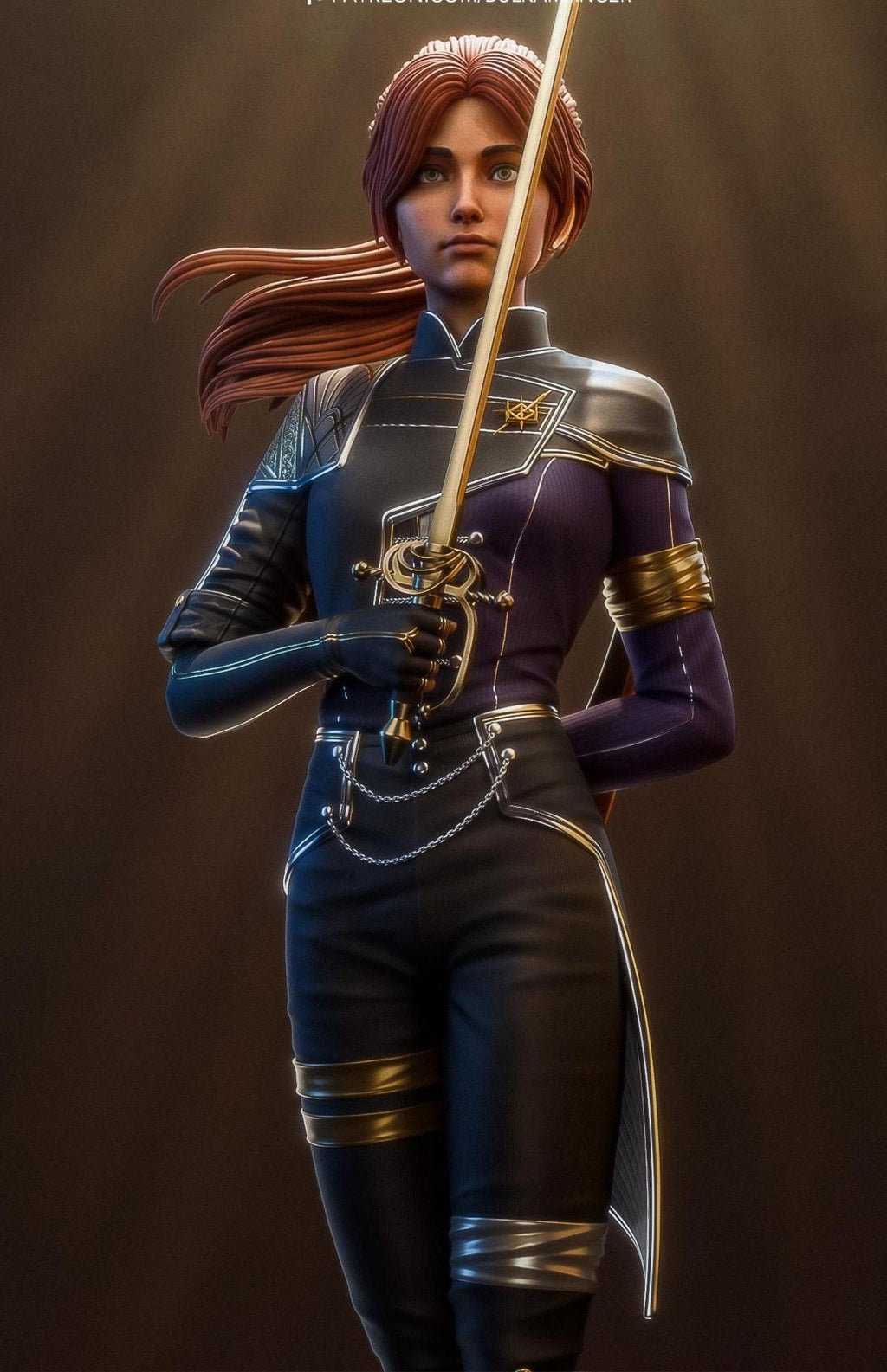 Custom Figurine of Futuristic Swordswoman – 1/6 Scale Statue