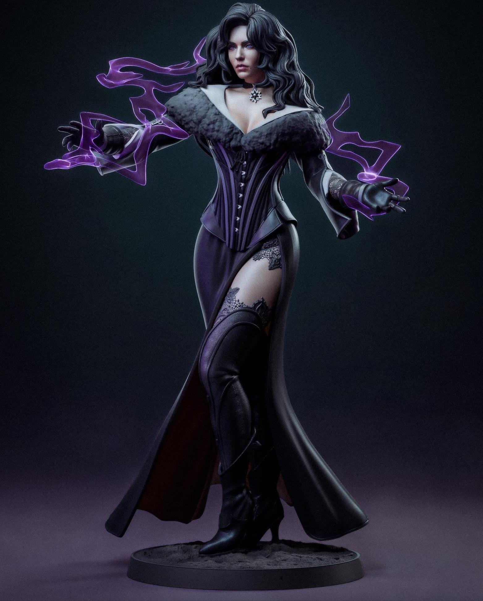 Custom Figurine of Dark Sorceress – 1/6 Scale Resin Statue hand painted