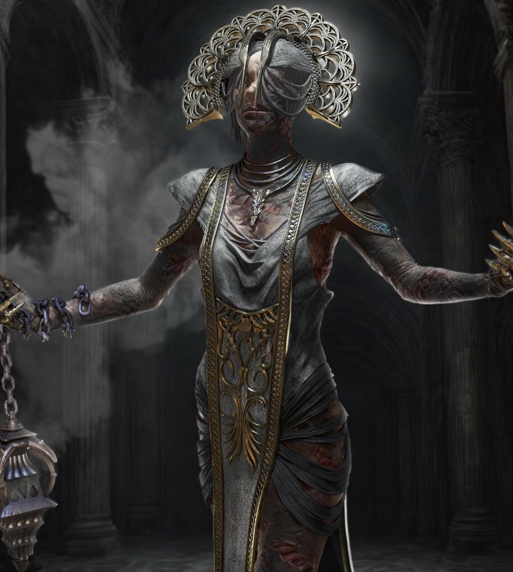 Figurine of Undead Priestess – Hand Painted 1/6 Scale Custom Resin Statue