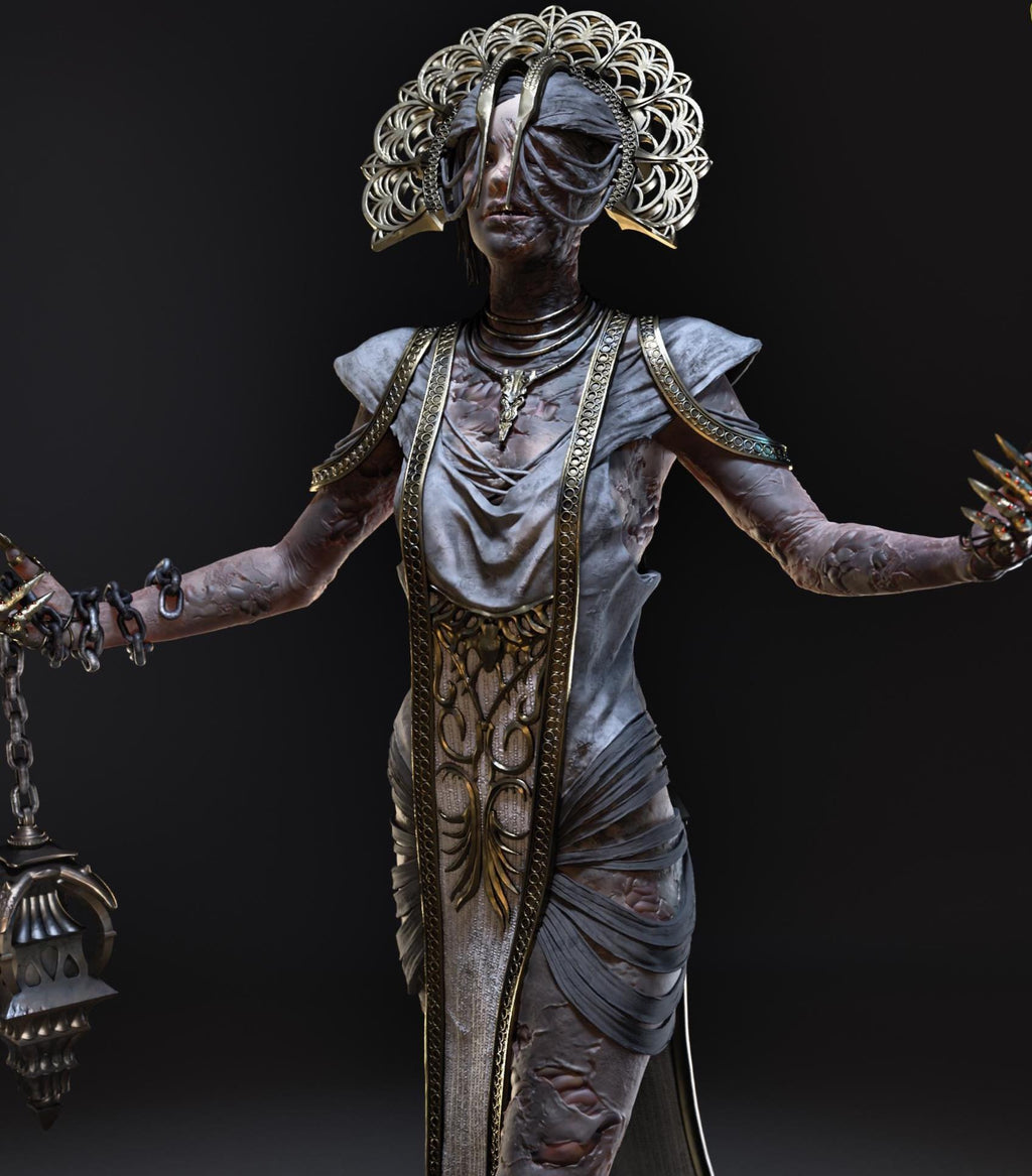 Figurine of Undead Priestess – Hand Painted 1/6 Scale Custom Resin Statue